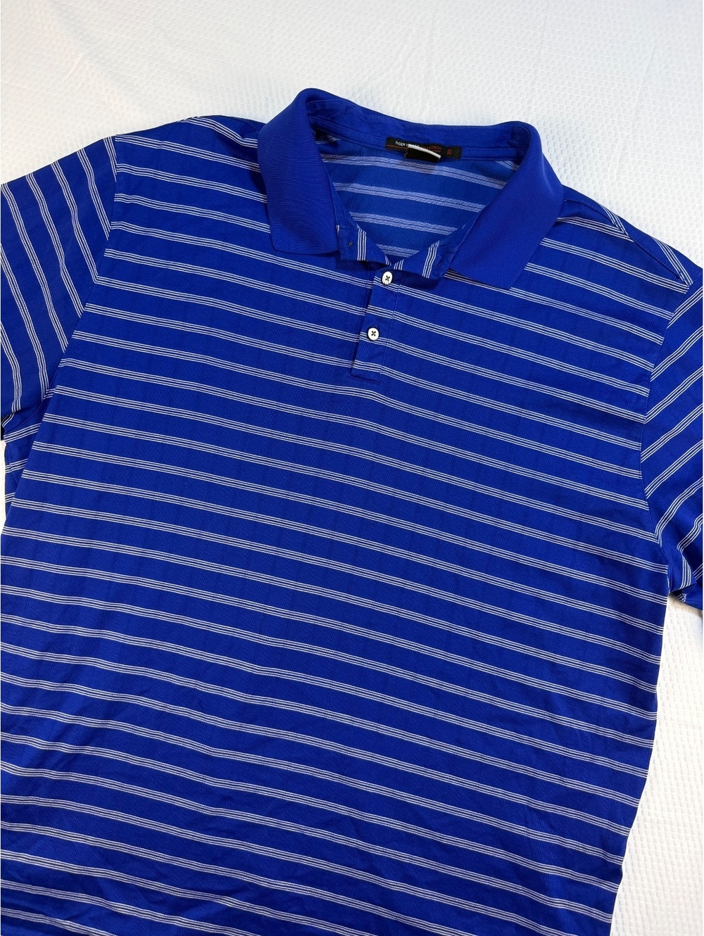 Tiger Woods Collection Nike Mens XXL Blue Striped FIT DRY Golf Polo Shirt